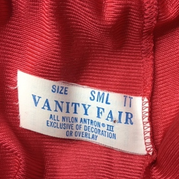 Vintage VANITY FAIR Slip Lacy Lipstick Red Half Lace Side Slit Sz S TT - Picture 4 of 6